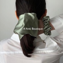(ANTI customization)Niche French silk hair ring logo heavy satin hair accessories ins wind silk hair ring Korean style