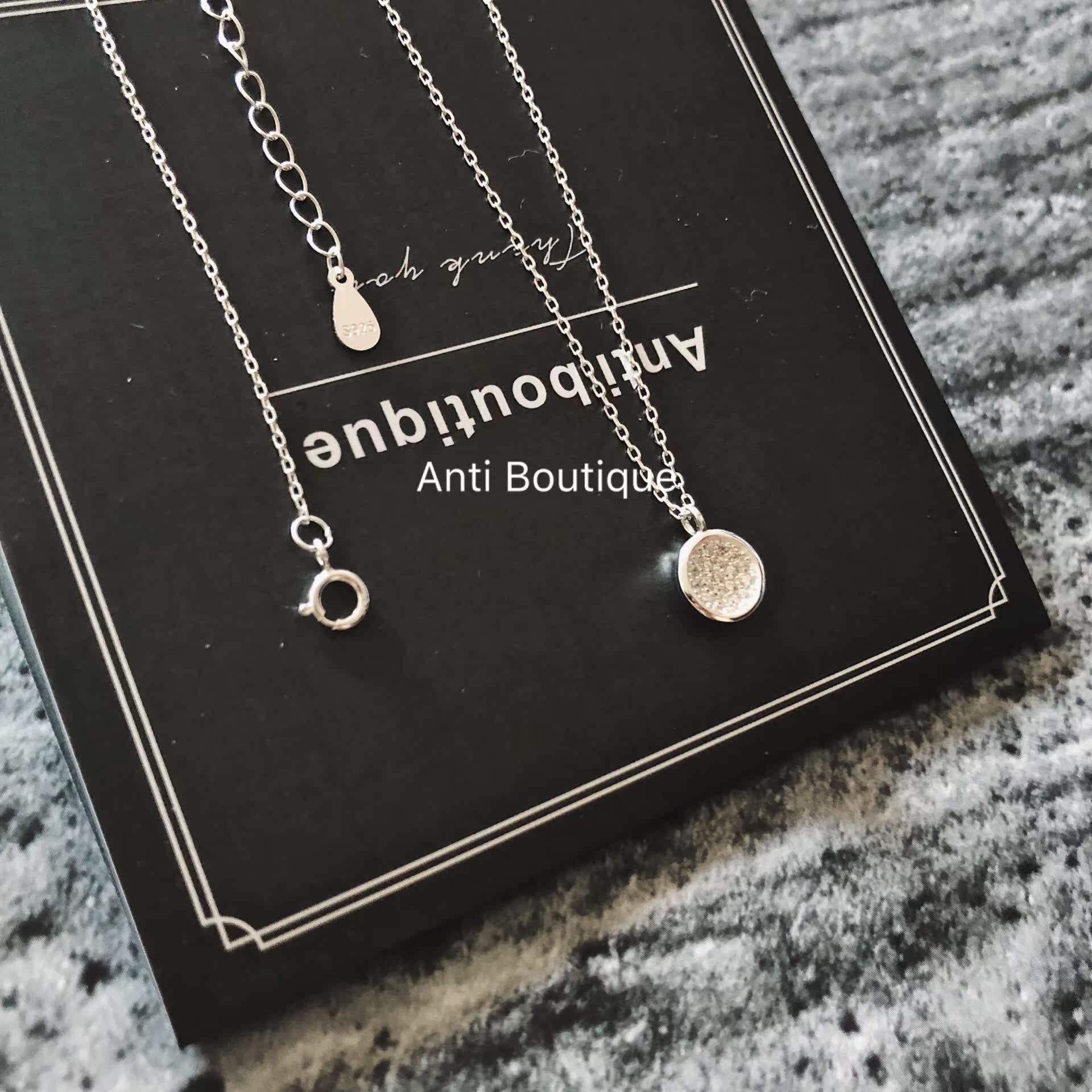 full drill 925 pure silver water drill lock bone chain pendant necklace * high-grade zircon inlaid with a temperament full of necklace