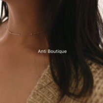 Golden bean plated 18K gold color-preserving clavicle chain S925 sterling silver necklace Simple necklace INS wind hand one