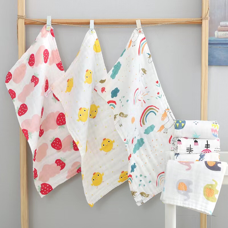 Newborn Gauze Towel Baby Face Towel Pure Cotton Super Soft Breathable Baby-Specific 6-Layer Children's Absorbent Sweat Wipe