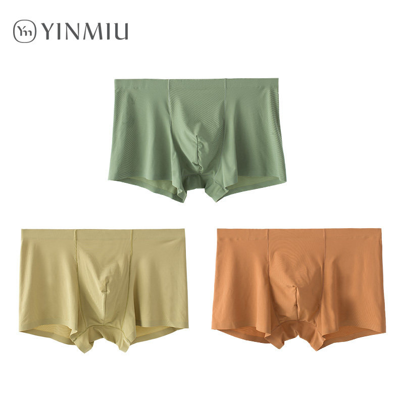3 pairs of panties men's four corners ice silk incognito ultra-thin breathable summer scrotum youth trend four corners shorts head