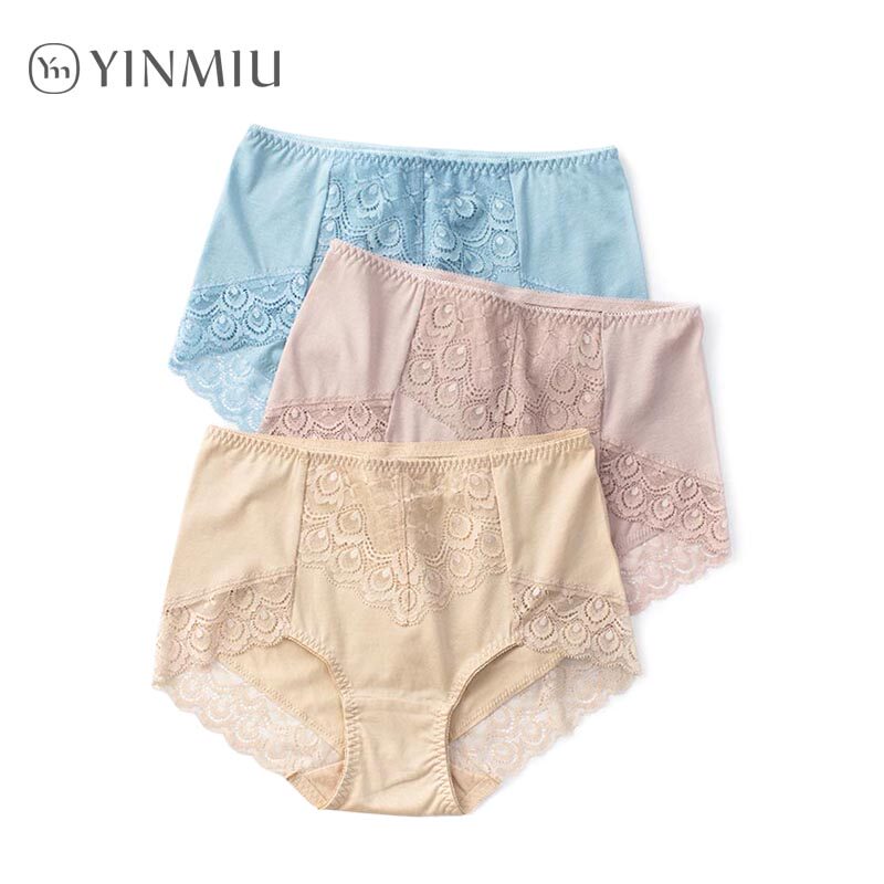 4 panties women size fat MM200kg lace sexy high waist belly hip cotton crotch seamless triangle safety pants