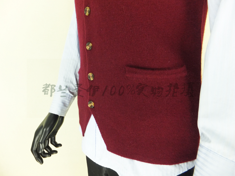 Cashmere áo len nam vest vest nam mùa thu và mùa đông len vest nam V-Cổ áo len trung niên knit cardigan vest dày