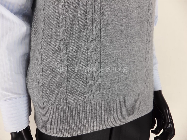 Áo vest nam cổ chữ V mùa thu và mùa đông mới không tay vest đan áo vest trung niên len mỏng