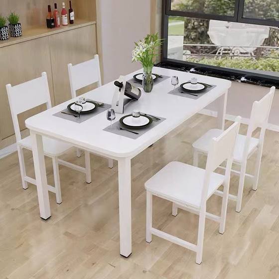 Modern small apartment household simple dining tables and chair, dinner table, square fast food restaurant table combination 46 people simple