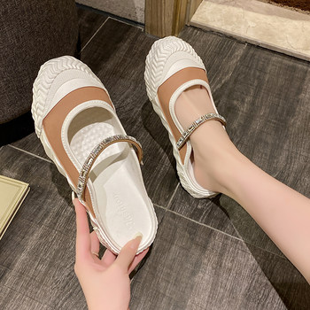 Fairy style Baotou half drag sandals women's summer wear 2022 summer new all-match flat bottom small white nurse shoes women's fashion