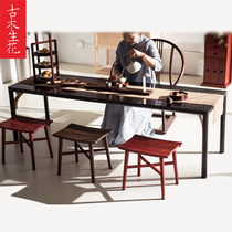 Ancient wood raw flowers New Chinese solid wood tea table and chairs combined modern Chinese meditation tea ceremony tea room furniture whole dress