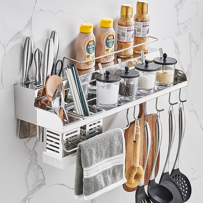 Kitchen wall hangs 304 stainless steel knife frame without punching knife rolpstick drum household large household products