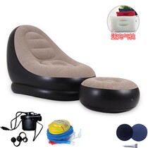 Lazy inflatable sofa thickened flocking casual single bedroom recliner sofa cushion living room lunch break folding chair