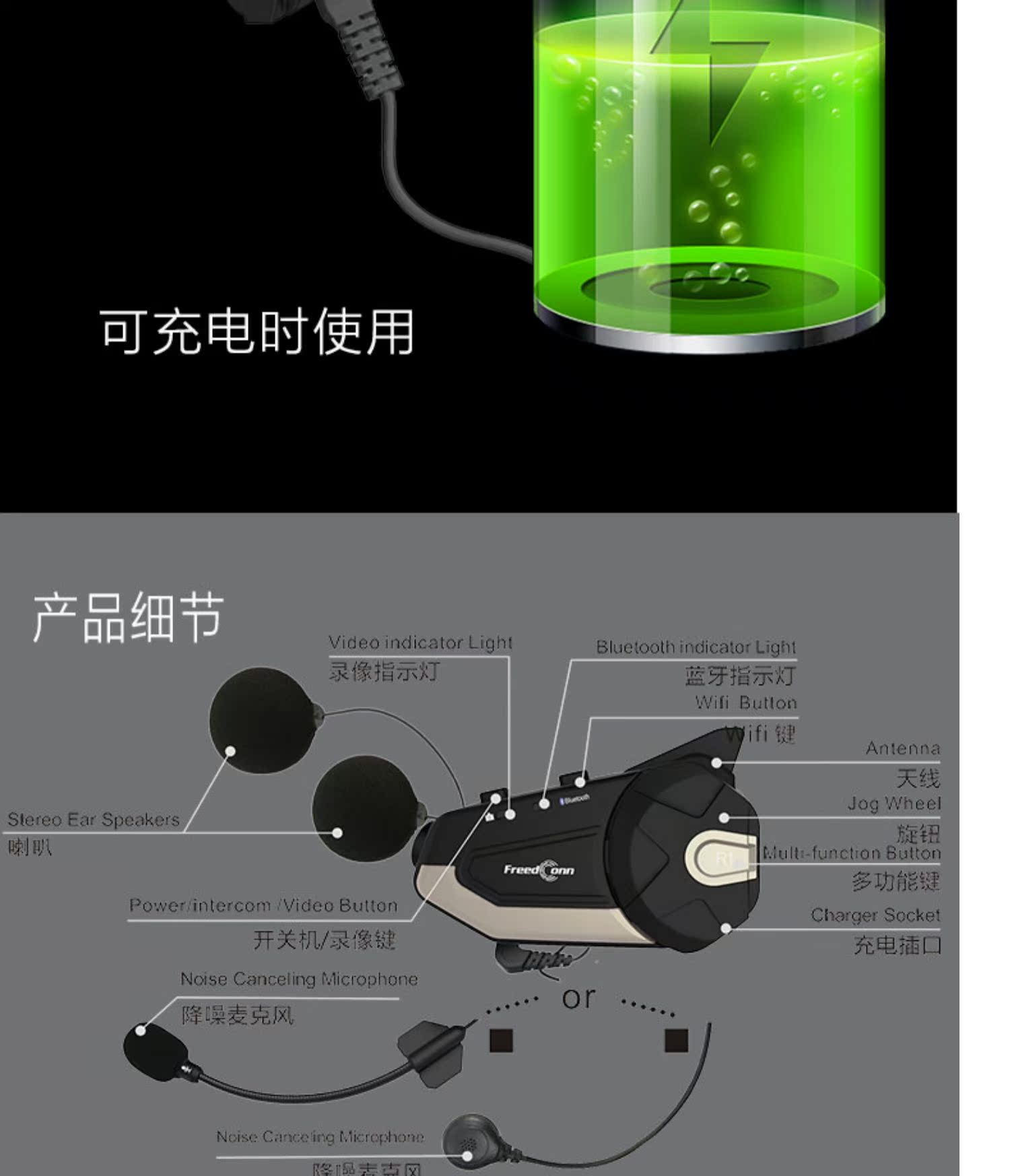 Đầu ghi hình mũ bảo hiểm xe máy Camera tai nghe Bluetooth có camera liên lạc tích hợp HD - Xe máy Rider thiết bị gang tay di xe may