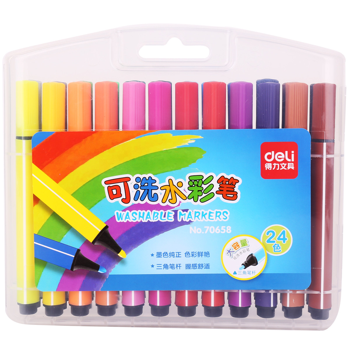 Able 70658 Triangle Coarse Rod Watercolor Pen children Painting pen graffiti pen 24 color washable watercolor pen