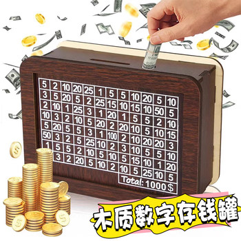 2025 New Wooden Digital Piggy Bank, Only Deposits, No Withdrawals, Retro High-End Creative Piggy Bank Toy for Boys and Girls
