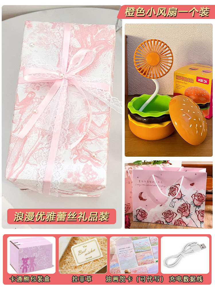 Summer Mini Hamburger Fan, Practical Birthday Gift for Girls, USB Charging, Office Desktop, Silent