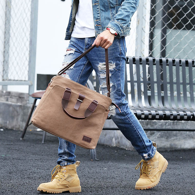Men's handbag Canvas Man Bag Fashion Single Shoulder Bag Casual Twill Bag Business Paper Bag Briefcase Computer Bag