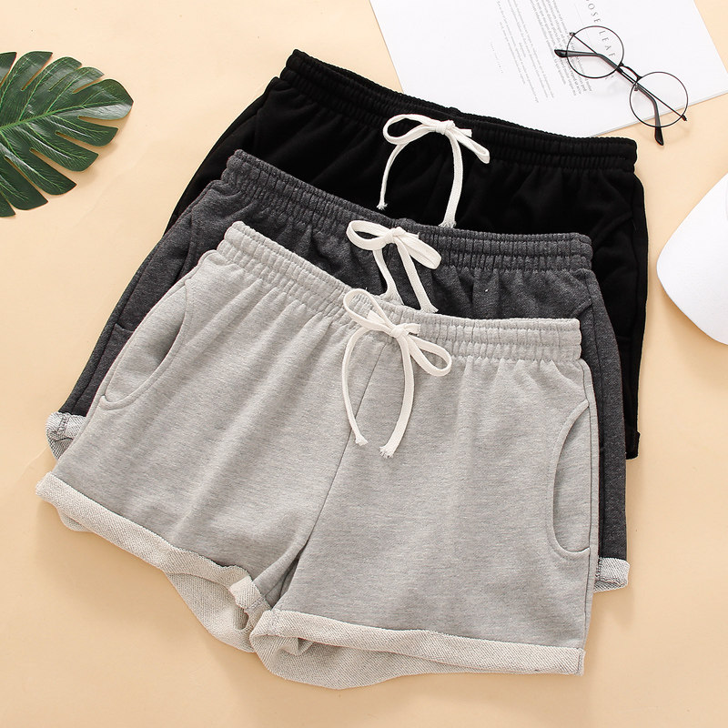 Tightness Lacing Sport Shorts Women Summer Loose slim Han Fan wide leg Leisure thick cotton pants Home outwear Running hot pants