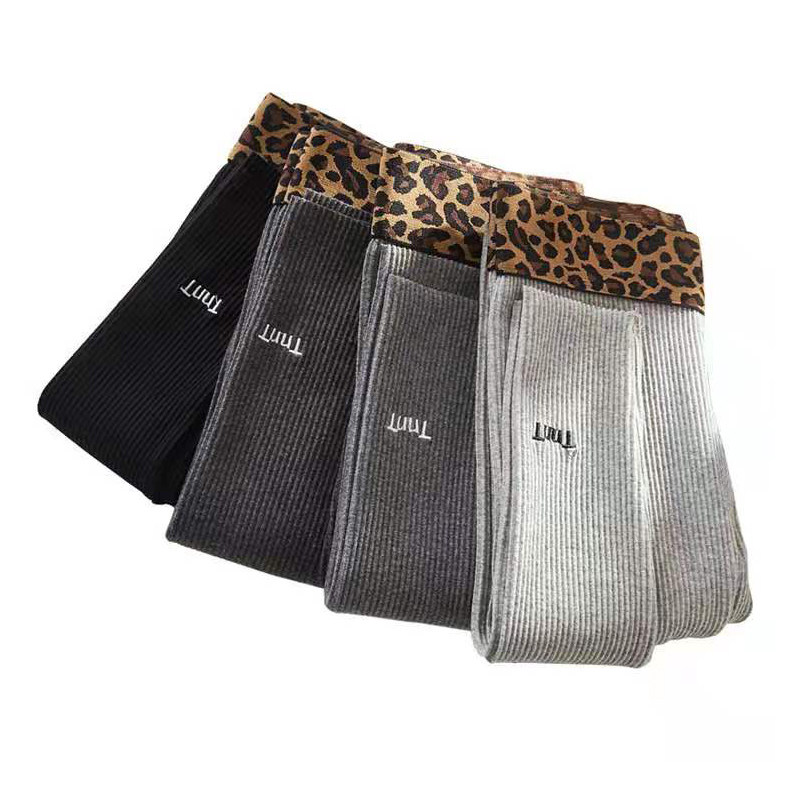 New BAO WEN waist fall thin large size inner lap pants outside wearing vertical stripe small daisy with slim foot 90% pants