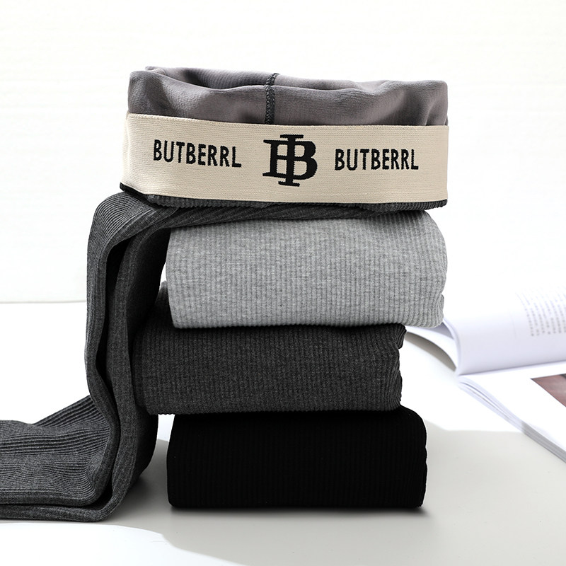 Inner lap pants female autumn winter plus suede grey thread outside wearing elastic high waist large size to thicken fat and thin long pants woman