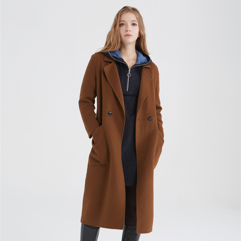 Rose and Beauty Woolen Coat for Women, Long Over-The-Knee Style with Suit Collar, Double-Sided Wool, Casual Loose Fit, Autumn and Winter Wool Coat