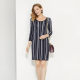 Rose and beautiful three-quarter sleeve middle-aged style close-fitting dress