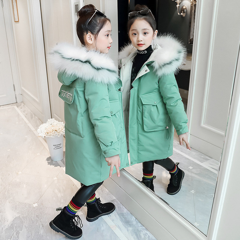 Girls' clothing winter clothing 2020 new Western style children's junior high school girls mid-length cotton jacket 13 years old slim cotton jacket