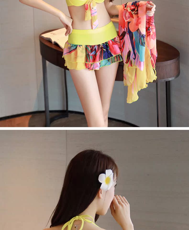 2019 thời trang mới bikini bikini gợi cảm nữ ngực nhỏ tụ tập váy ba dây nóng bỏng Hàn Quốc - Bikinis đồ bơi bikini