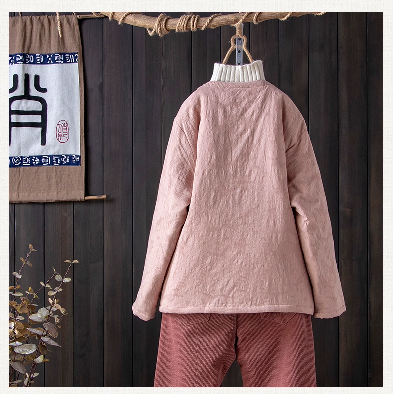 Qiao Ji 2019 mùa đông ngắn dày áo khoác cotton ấm áp nữ retro đĩa đĩa bông áo khoác bông - Bông