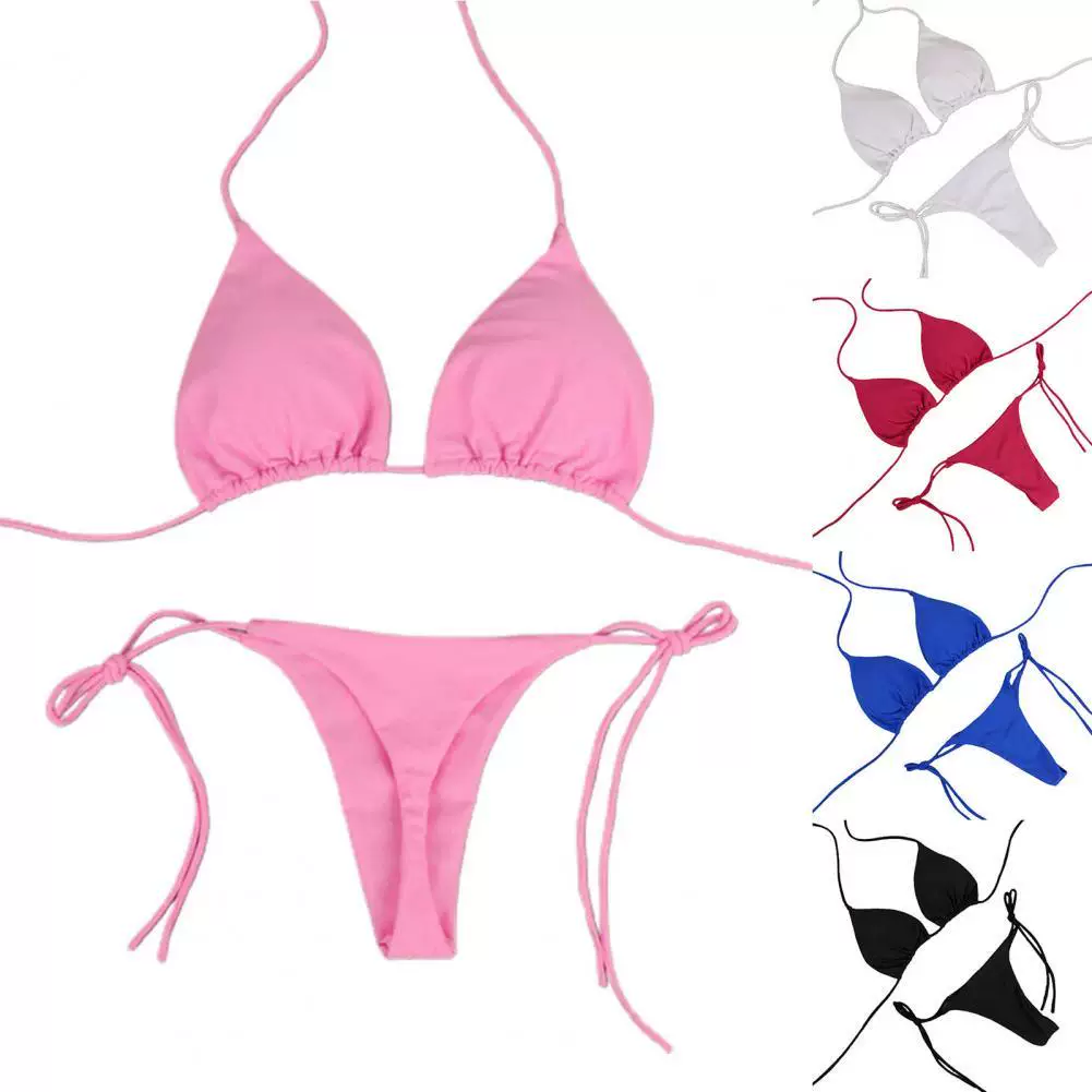 Летние сексуальные однотонные bikini наборы для женщин 2 шт./набор