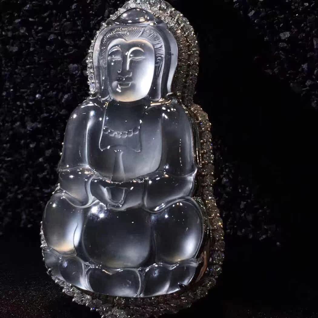 Cuisu Spring High-end Emerald Raw Stone Naughty Live Design Engraving Guanyin Custom Pendant Pendant Jade Bracelet New