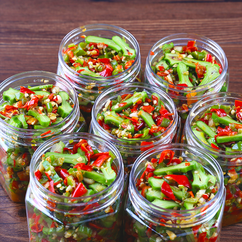 Color pepper knife bean chili sauce farm homemade chop pepper pickles under the meal pickled pickles Sour and spicy bottled