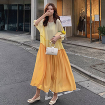 Pregnant women fashion dress dress Net Red Spring and Autumn long knee loose size fairy Super fairy skirt tide mother
