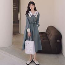 French maternity wear autumn wear long sleeve dress 2021 New Spring Autumn temperament nursing shirt skirt