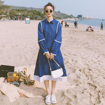 Pregnant women autumn dress foreign style long sleeve dress 2021 New month temperament does not show belly pregnant women skirt