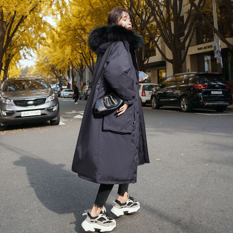 Pregnant women Parker down cotton jacket women's winter 2021 New late pregnancy loose medium and long version cotton-padded jacket coat