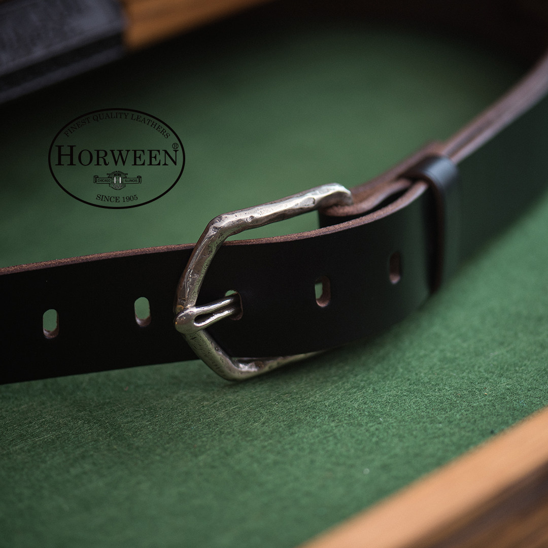 American century-old HorweenCXL Holwen handmade men's belt custom white copper buckle supernatural