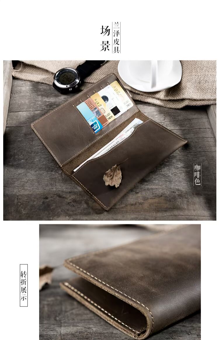 Da ngựa da Nhật Bản đơn giản retro nam và nữ dài mỏng ví văn học thanh niên hỗ trợ chữ - Ví tiền ví mini nữ