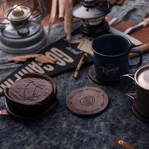 Retro home decoration super thick cowhide round coaster ancient exotic outdoor camping decoration accessories
