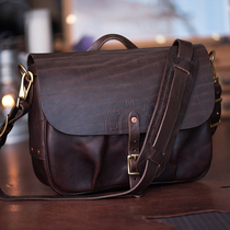 US MAIL BAG American retro messenger BAG heavy super thick Italian vegetable tanning leather diagonal BAG