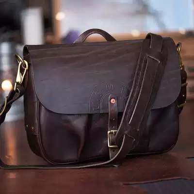 US MAIL BAG American retro messenger BAG heavy super thick Italian vegetable tanning leather diagonal BAG
