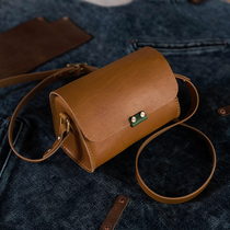 DIY material bag womens bag head layer tanned leather shoulder bag creative cat shape light retro