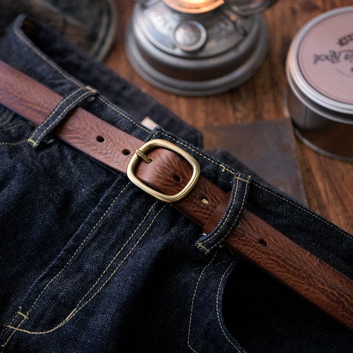 Ретро базовый универсальный медный натуральный ремень, 2.8см, из натуральной кожи