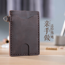 DIY material bag Lanze Crazy Horse leather retro handmade card set leather simple change small card bag bus card set