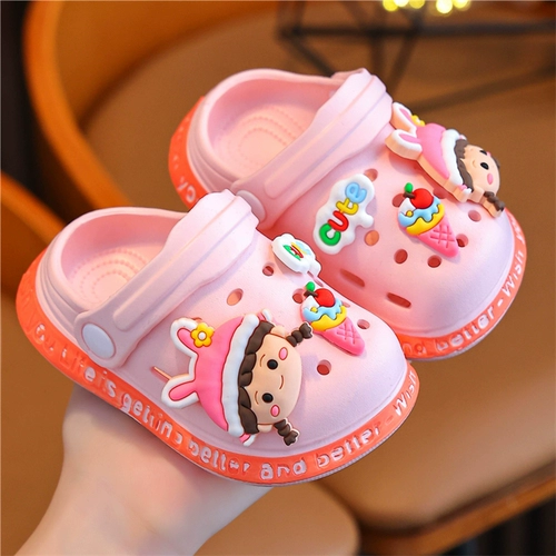 Летние мультяшные милые туфли для принцессы, детские пляжные слайдеры для мальчиков, тапочки, мягкая подошва