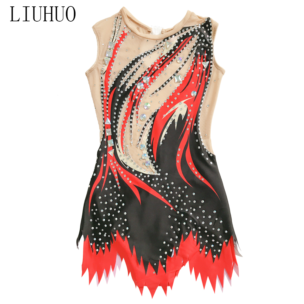 LIUHUO Children's artistic gymnastics test suit for adults to play the cheerleading and the race suit black BD517