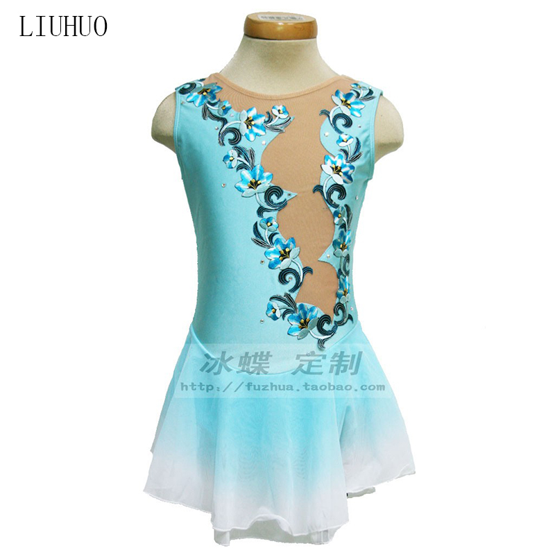 Ice Butterfly Ice Skating Clothing Figure Skating Clothing Ice Skating Skirt Children Ice Skating Clothing Blue Gradual BD250