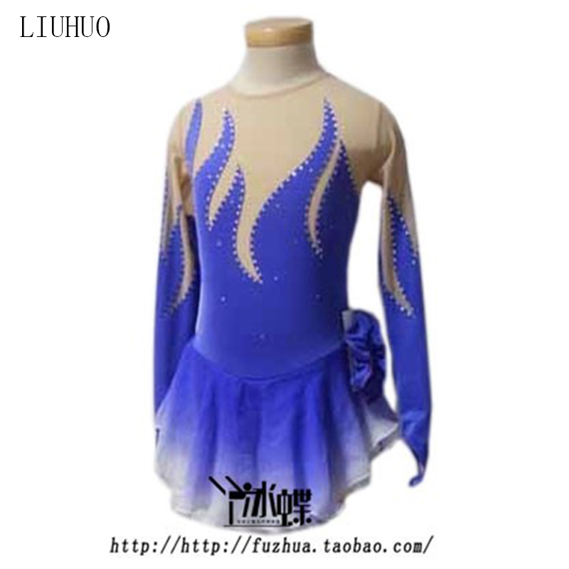 Ice Butterfly Professional to do advanced figure skating clothing Stage Flame Series Blue White Progressively BD178