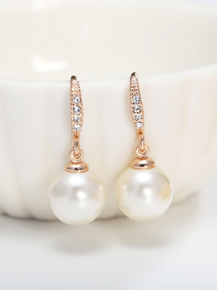 Pearl earrings 2021 new fashion hook temperament earrings 18k gold color gold rose gold mother earrings women