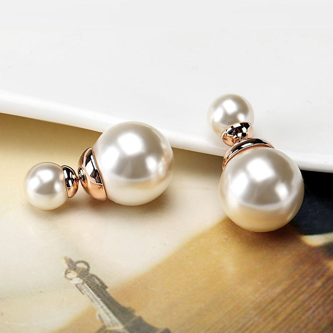 Front and back pearl earrings double-sided 2022 new trendy size silver earrings women's retro two wearing elegant 925 sterling silver