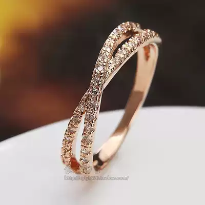 Ring female ins tide fashion rose gold Food ring personality cross micro-inlaid Diamond Net Red cold wind retro simple