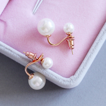 Size pearl earrings Back hanging earrings up and down womens dual-use large front and rear double beads double-sided earrings Korean version of exquisite