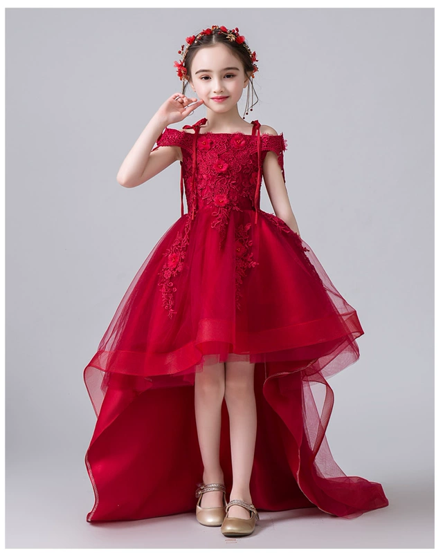 Trang phục dạ hội trẻ em váy công chúa fluffy cô gái cô dâu đám cưới hoa cô gái mẫu catwalk trang phục piano mùa xuân - Váy trẻ em